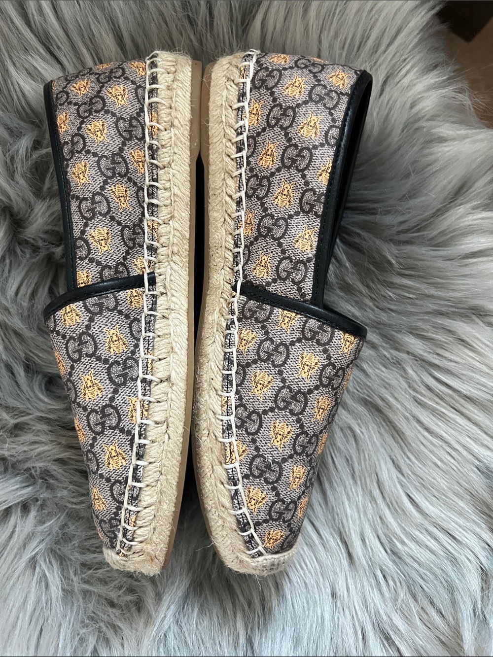 EUC Fashion Espadrilles Brown & Gold Bee Slip-On sz 8/39 - Picture 6 of 7